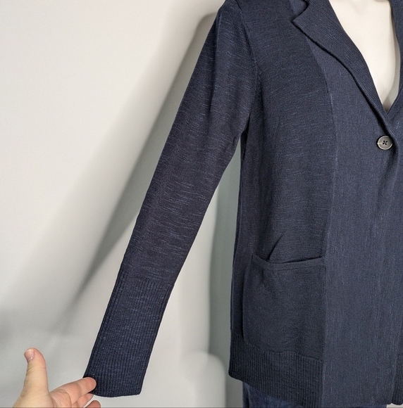 NWT J Jill Navy Blue Single Button Knit Collared Cardigan Sweater SP - Picture 5 of 10